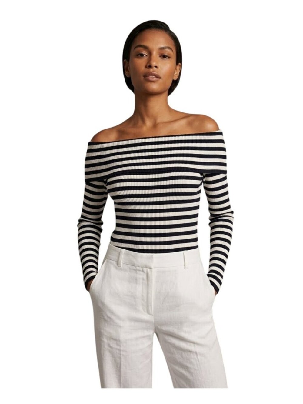 Tuckernuck Off the Shoulder Reese Top. in Navy Stripe XLarge New Womens